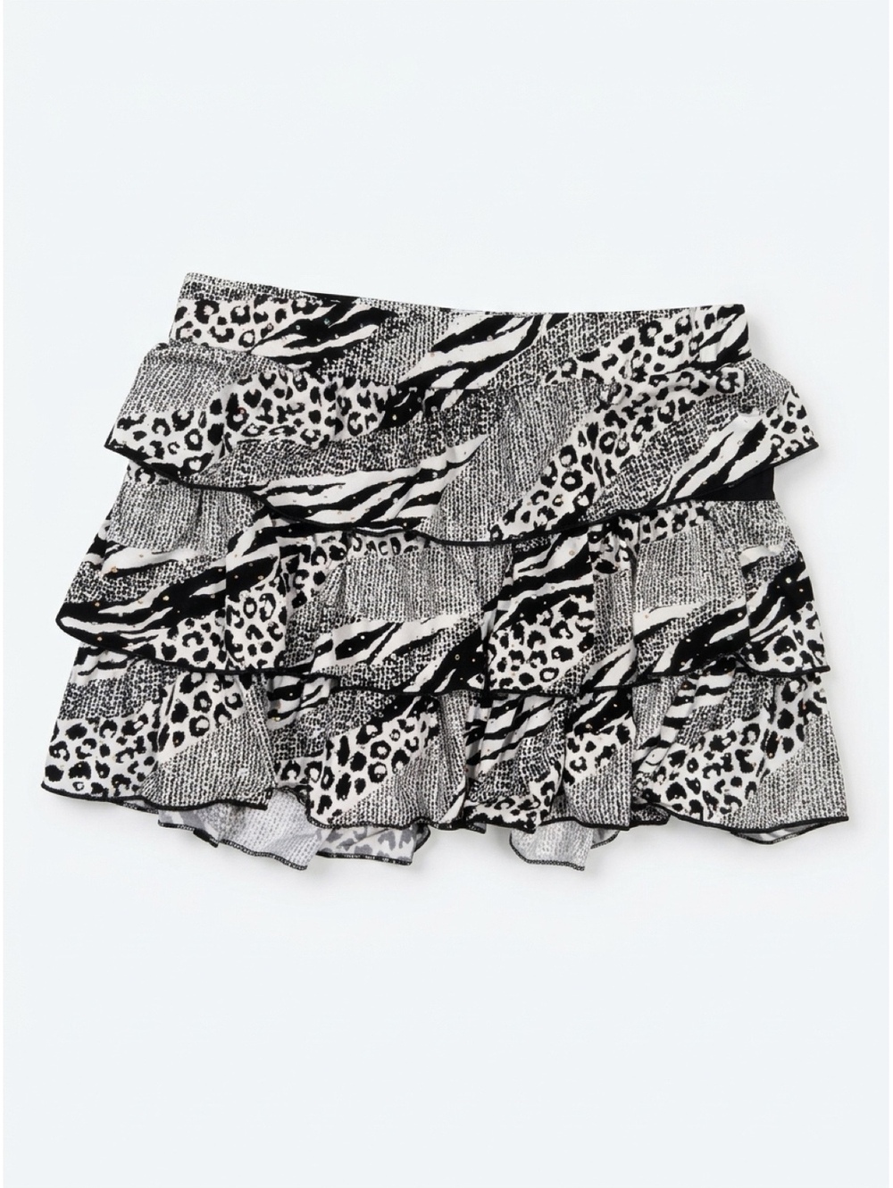 Siren Lily Women's Animal Print Ruffled Mini Skirt Size Large Y2K